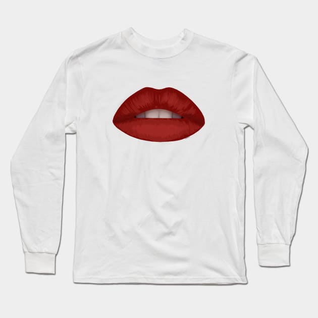 Red lips Long Sleeve T-Shirt by Johka